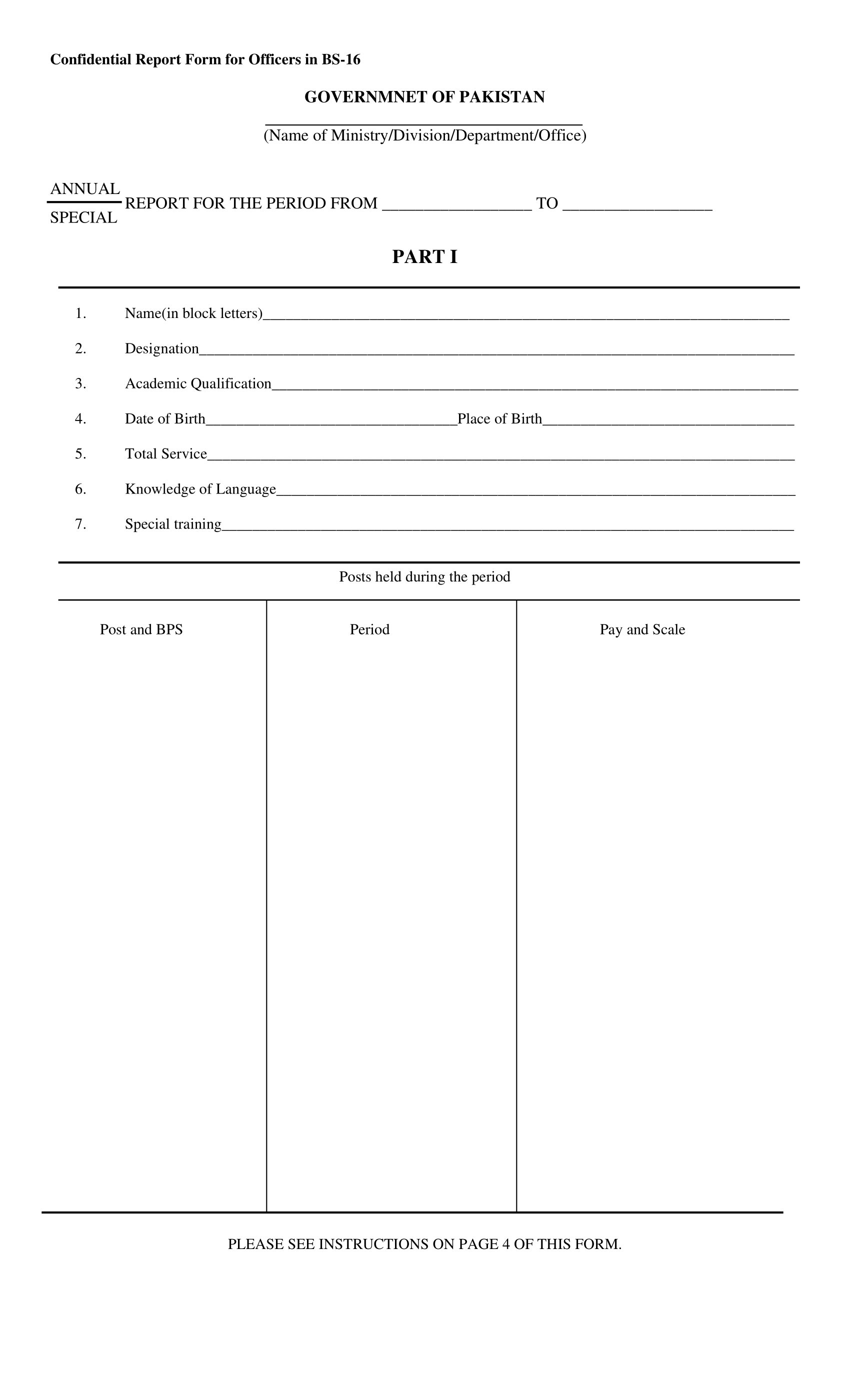 Previously used Annual Confidential Report (ACR)